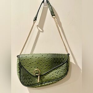 Ring Chain Faux Leather Shoulder Bag